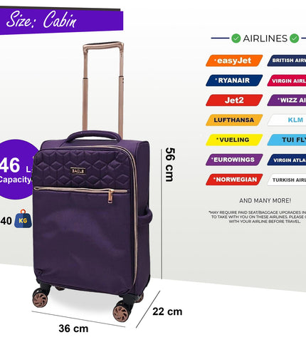 Bexley Cabin Soft Shell Suitcase in Purple