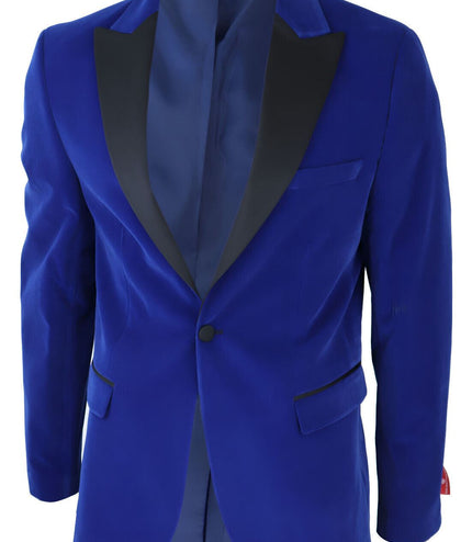 Mens Blue Velvet Dinner Tuxedo Suit Jacket Blazer