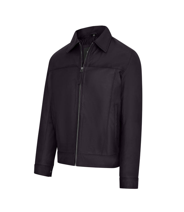 Mens Retro 100% Nappa Leather Harington Biker Jacket - Black