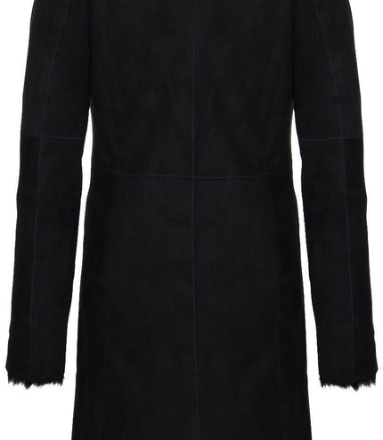 Womens Toscana Sheepskin Suede Trench Coat-Tbilisi - Black