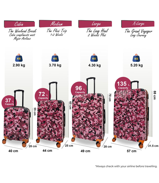 Brewood Set of 4 Hard Shell Suitcase in Pink