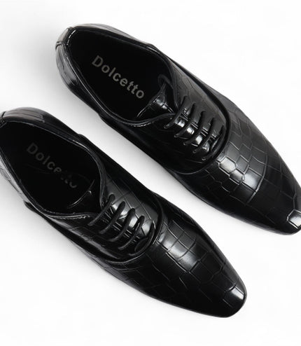 Men's Black Classic Lace-Up Oxford Derby Formal Shoes