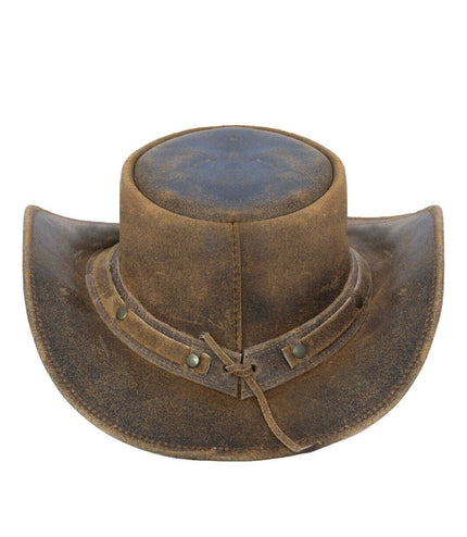 Cowboy Aussie Real Leather Hat Australian Tan Brown Western Outback Bush Hat
