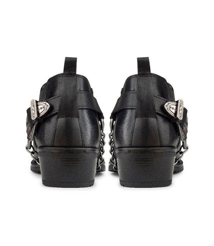 Men's Black Leather Winklepicker Cowboy Cuban Biker Boots