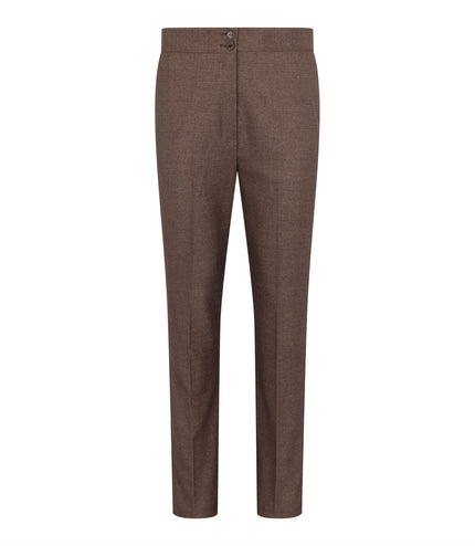 Women's Brown Three-Piece Tailored Fit Suit in Prince of Wales Check
