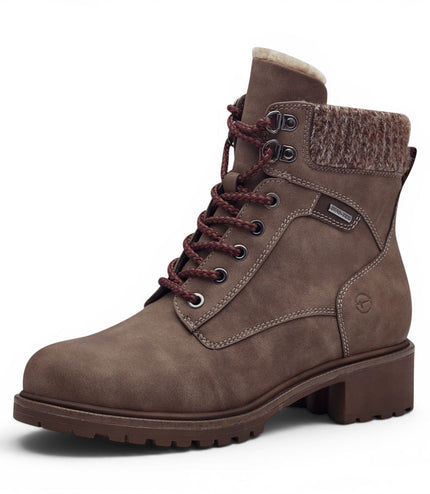 Tamaris Women’s Taupe Warm Lace-Up Winter Outdoor Ankle Boots - 26266-43