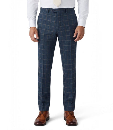 Men's Navy 3 Piece Wool Blend Tweed Suit - Harris