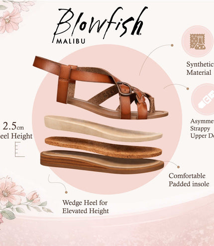 Blowfish Malibu Women's Scotch Tan Micro Wedge Strappy Sandals - April