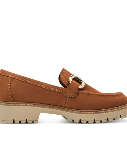 Tamaris Womens Cognac Tan Brown Leather Loafers Slip-On Platform Shoes