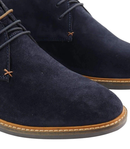 Mens Navy Suede Lace Up Chukka Boots