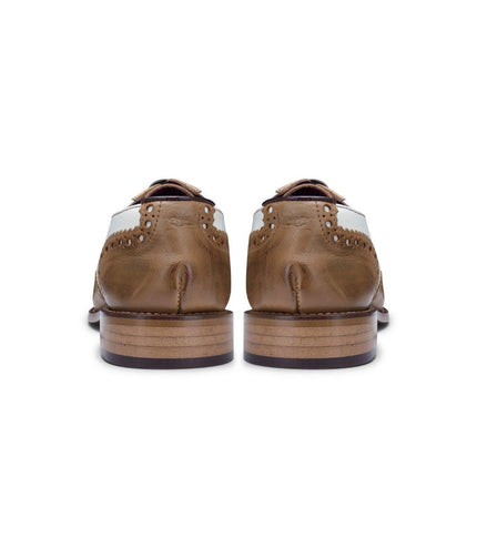 Mens Classic Oxford Tan/White Leather Gatsby Brogue Shoes