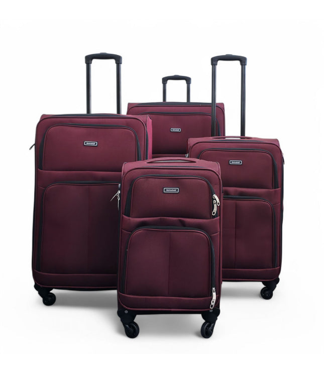 Tahara Set of 4 Soft Shell Suitcase in Wine