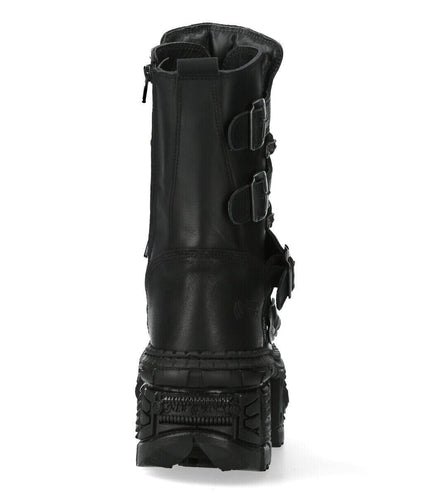 New Rock Mid-Calf Leather Goth Boots-WALL373-S5