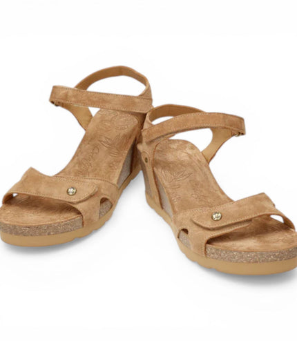 Panama Jack Women's Wedge Bark Brown Suede Leather Sandals - Julia B74