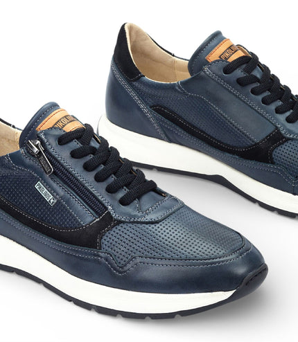 Pikolinos Men's Blue Leather Easy Wear Sneaker Trainers Shoes - Getafe