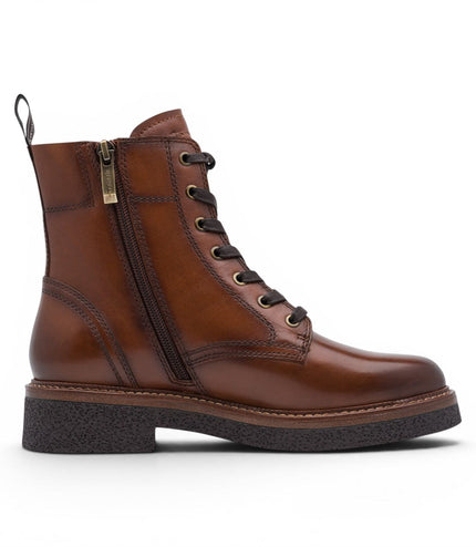 Tamaris Women's Brown Leather Lace-Up Combat Boots - 25224-47