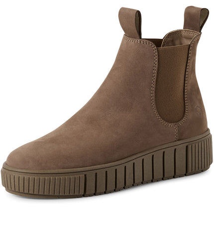Tamaris Womens Taupe Brown Leather Chelsea Ankle Boots