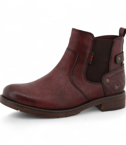 Mustang Women's Burgundy Chelsea Ankle Boots