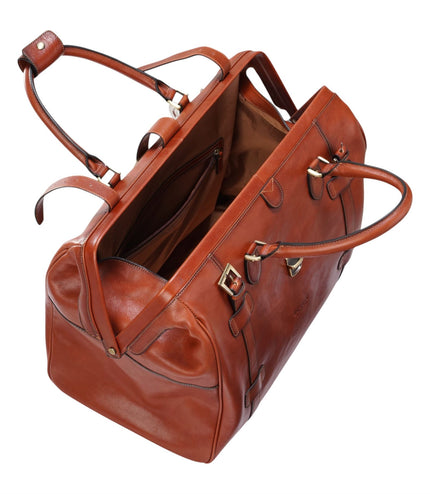 Genuine Leather Tan Duffle Holdall Vintage Travel Gym Bag - Windsor