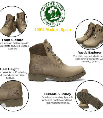Panama Jack Men's Amur GTX C32 Khaki Waterproof Leather Ankle Boots