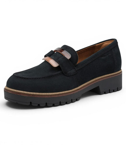 Tamaris Women's Blue Suede Leather Loafer Casual Shoes - 24722-43