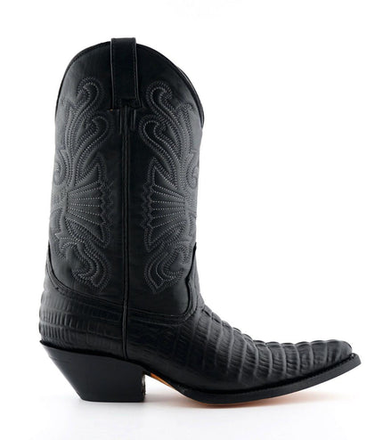 Grinders Black Leather Western Cowboy Boots -Carolina