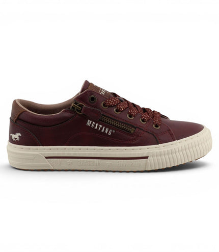 Mustang Women's Burgundy Faux Leather Trainer Sneaker Casual Shoes - M0112011