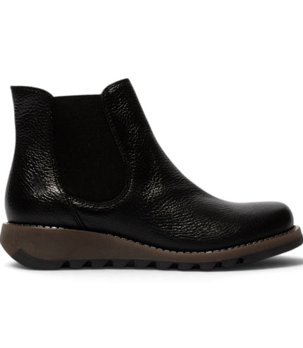 Fly London Womens Black Chelsea Leather Ankle Boots - SALV195