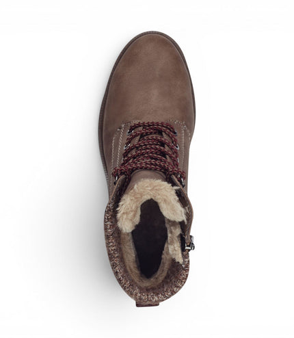 Tamaris Women’s Taupe Warm Lace-Up Winter Outdoor Ankle Boots - 26266-43