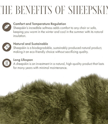 Genuine Sheepskin Green Double Natural Fluffy Silky Soft Real Wool Rug