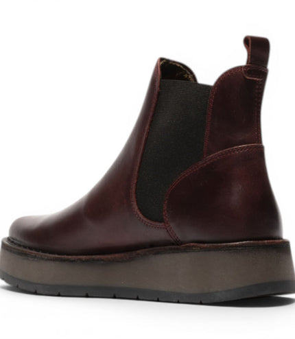 Fly London Womens Wine Chelsea Leather Ankle Boots - RAWI131
