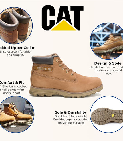 Caterpillar Men's Founder Brown Leather Everyday Ankle Boots
