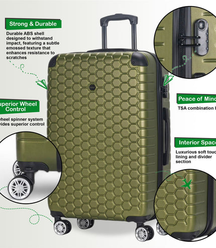 Noda Set of 3 Hard Shell Suitcase in Green
