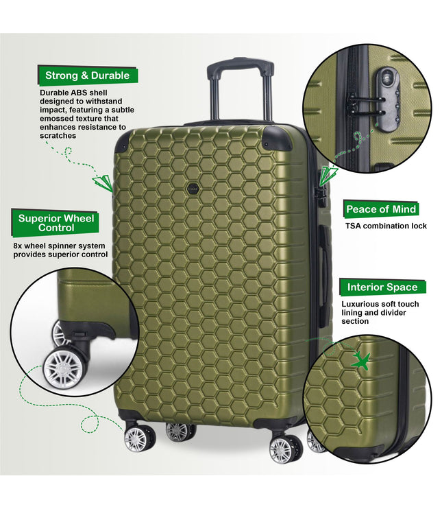Noda Set of 3 Hard Shell Suitcase in Green