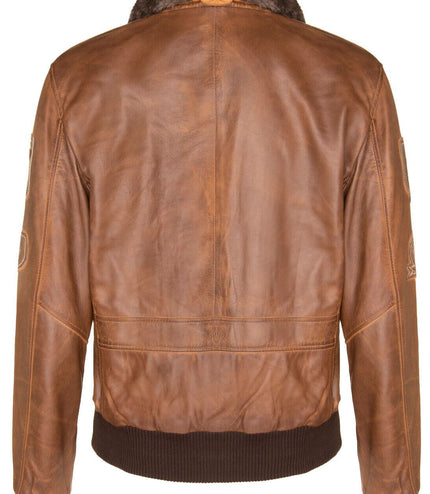 Mens Leather Air Force Bomber Jacket - Belgrade - Brown