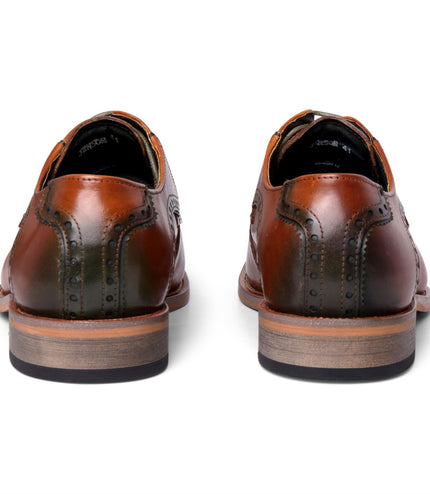 Justin Reess Men's Brown Leather Lace Up Oxford Shoes - Jenson