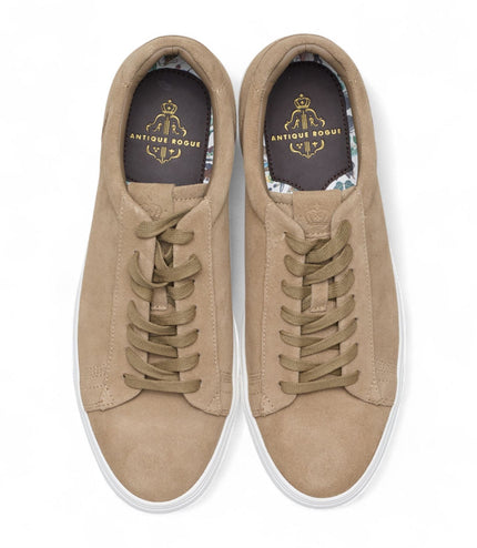Antique Rogue Men's Stone Taupe Suede Leather Trainer Sneaker Shoes - Gibbs