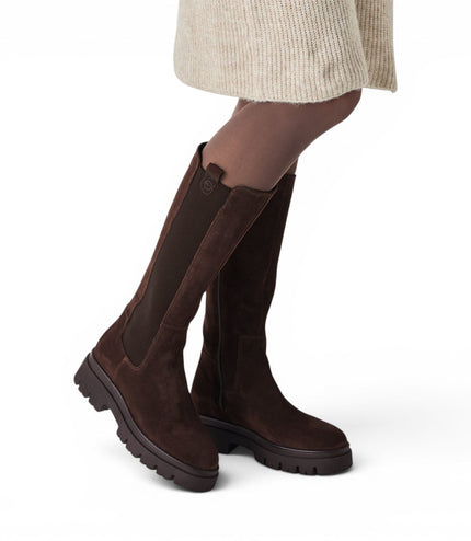 Tamaris Women’s Brown Leather Knee High Platform Heel Long Boots - 25608-41