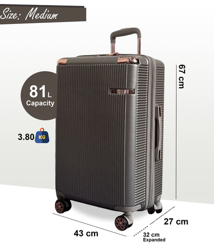 Cowra Medium Hard Shell Suitcase in Champagne ( Beige )