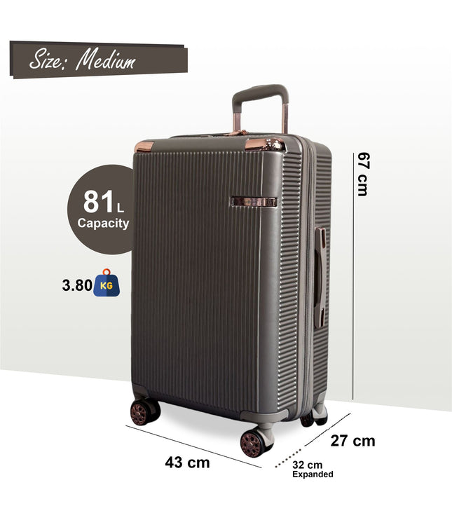 Cowra Medium Hard Shell Suitcase in Champagne ( Beige )