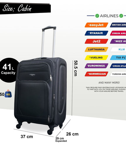 Nagoya Cabin Soft Shell Suitcase in Black