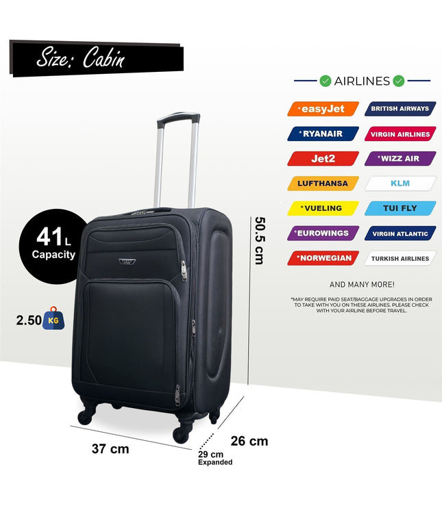 Nagoya Cabin Soft Shell Suitcase in Black