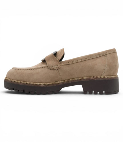 Tamaris Women's Beige Suede Leather Loafer Casual Shoes - 24722-43