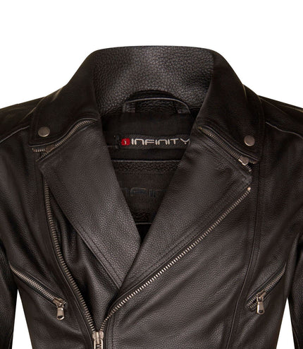 Mens Cross Zip CE Armour Biker Jacket - Budapest - Black