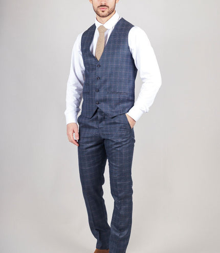 Mens IM2 Classic Plain Blue 3 Piece Suit