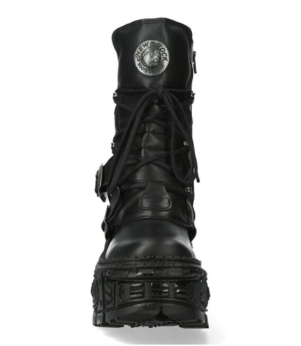 New Rock Mid-Calf Leather Goth Boots-WALL373-S5
