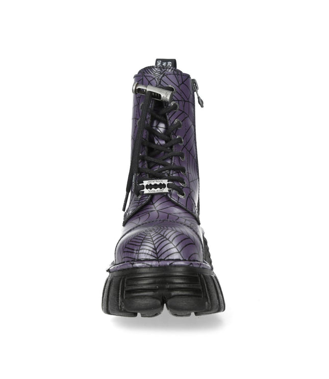 New Rock Purple Leather Gothic Military Biker Boots - MILI083CCT-C122