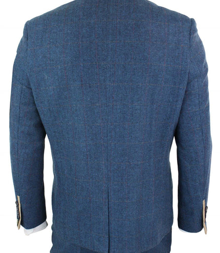 Mens 3 Piece Blue Tweed Vintage Suit