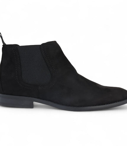 Men's Black Suede Chelsea Boots Real Leather Lined Slip-On