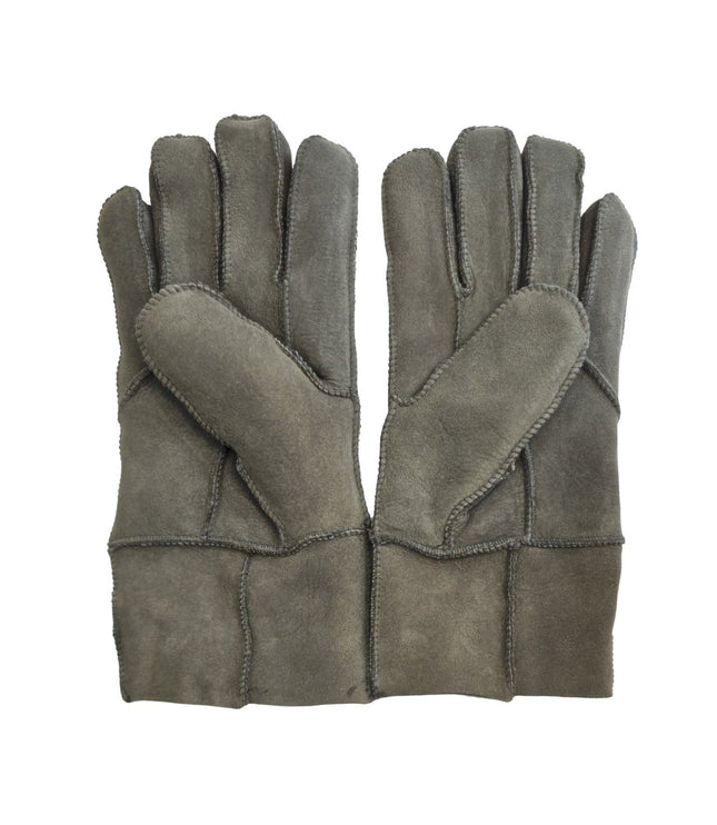 Infinity Leather Unisex Grey Sheepskin Suede Gloves with Roll Up/Down Cuff